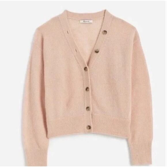 Madewell Alpaca-Blend V-Neck Cardigan XS NWT Heather Blush Pink NU530 Sweater - Picture 6 of 7